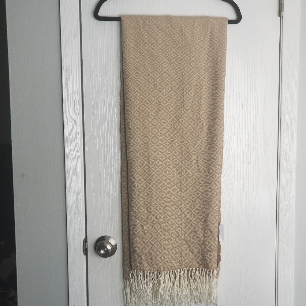 Oversized Beige and Cream Scarf